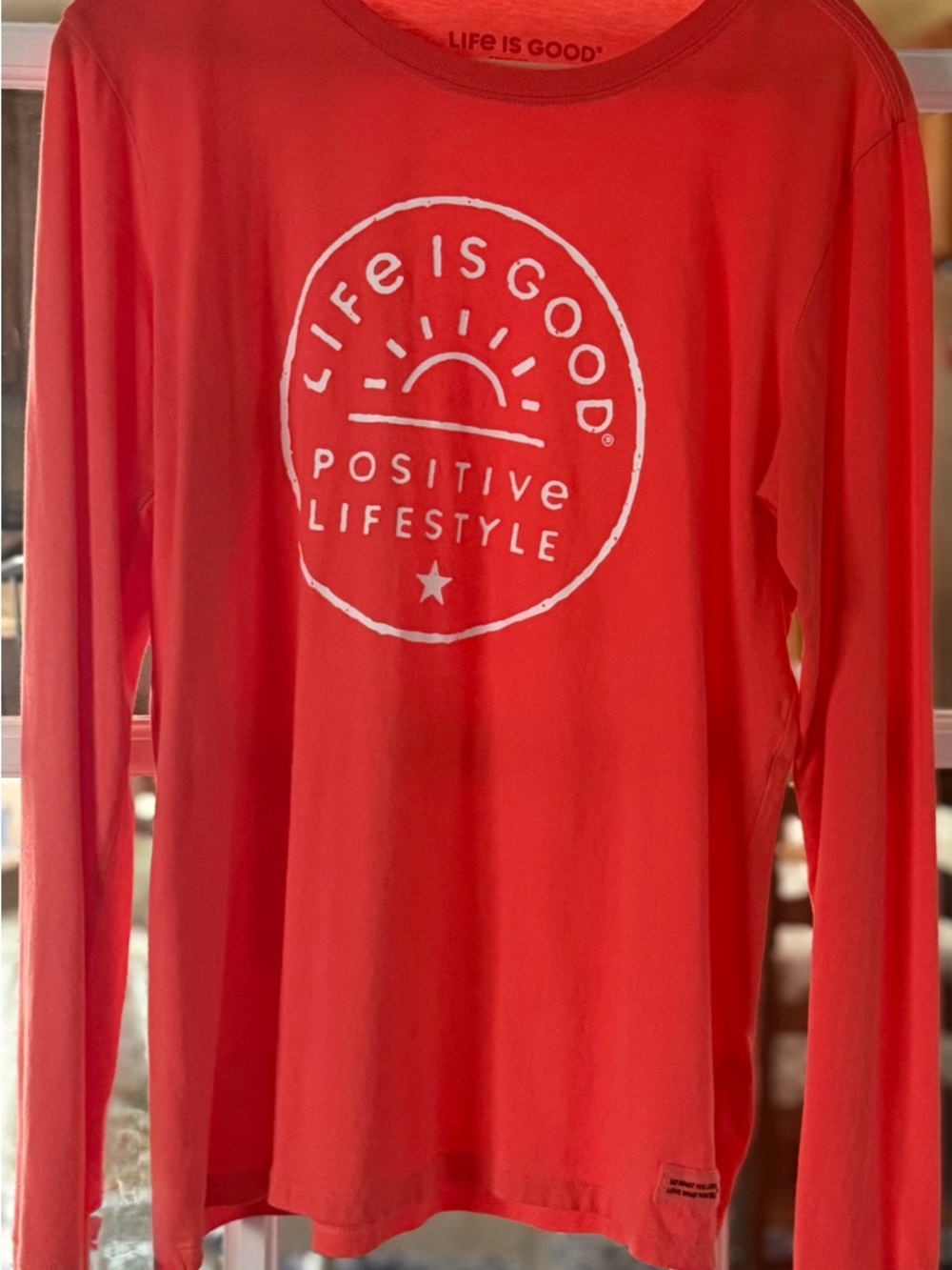 Life Is Good Coral Short Sleeve Tee with Script Patch